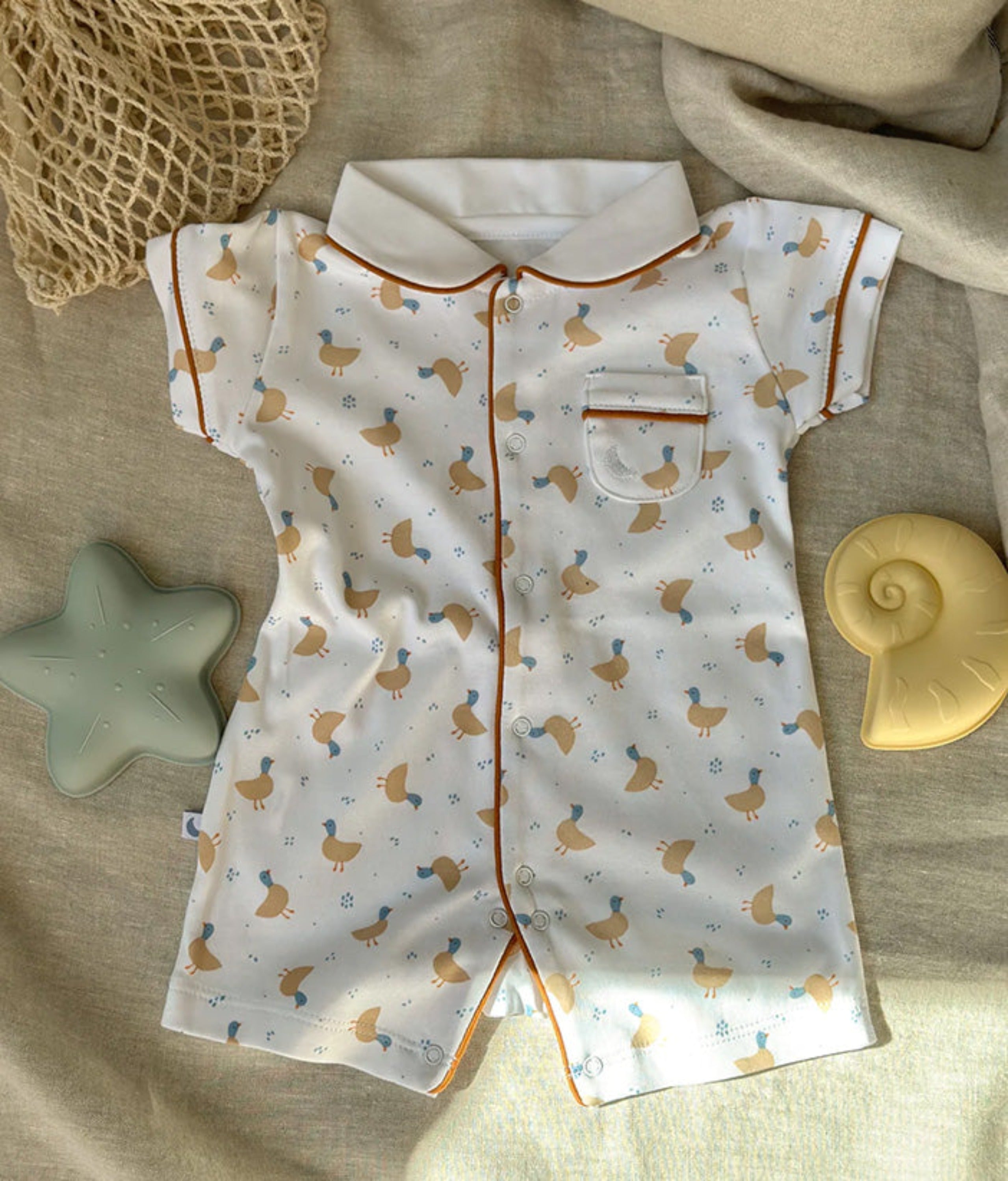 ALL ETHIC- PETITE SIESTA - PYJAMA ROMPER- NIGHT DUCKLING 1